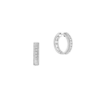 Sterling Silver & 0.47 CT. T.W. Diamond Huggie Hoop Earrings