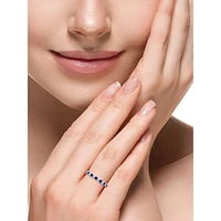 925 Sterling Silver, Blue Sapphire & 0.02 CT. T.W. Diamond Ring