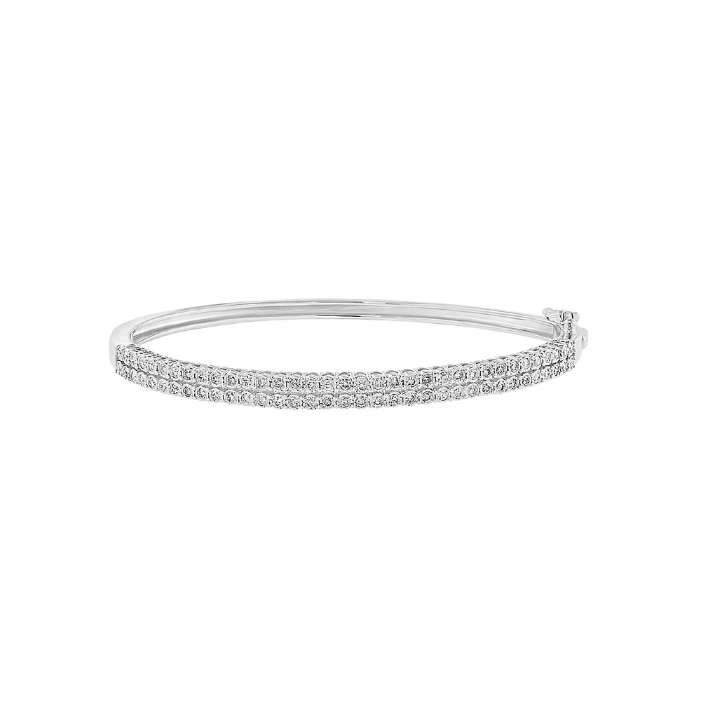 Sterling Silver & CT. T.W. Diamond Bangle Bracelet