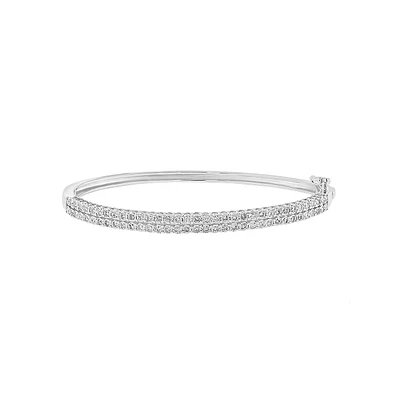 Sterling Silver & CT. T.W. Diamond Bangle Bracelet