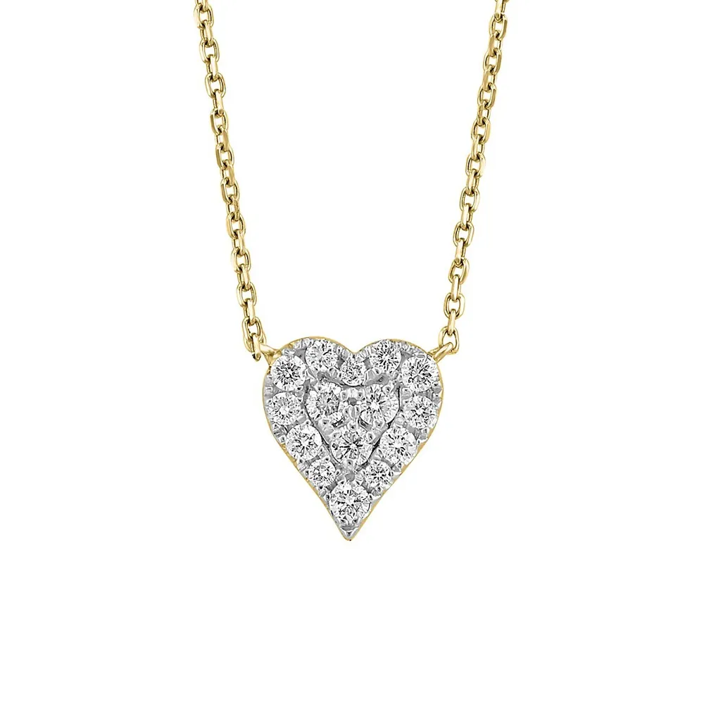 14K Yellow Gold & 0.21 CT. T.W. Diamond Heart Pendant Necklace