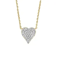 14K Yellow Gold & 0.21 CT. T.W. Diamond Heart Pendant Necklace