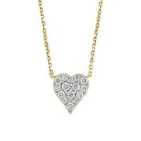 14K Yellow Gold & 0.21 CT. T.W. Diamond Heart Pendant Necklace