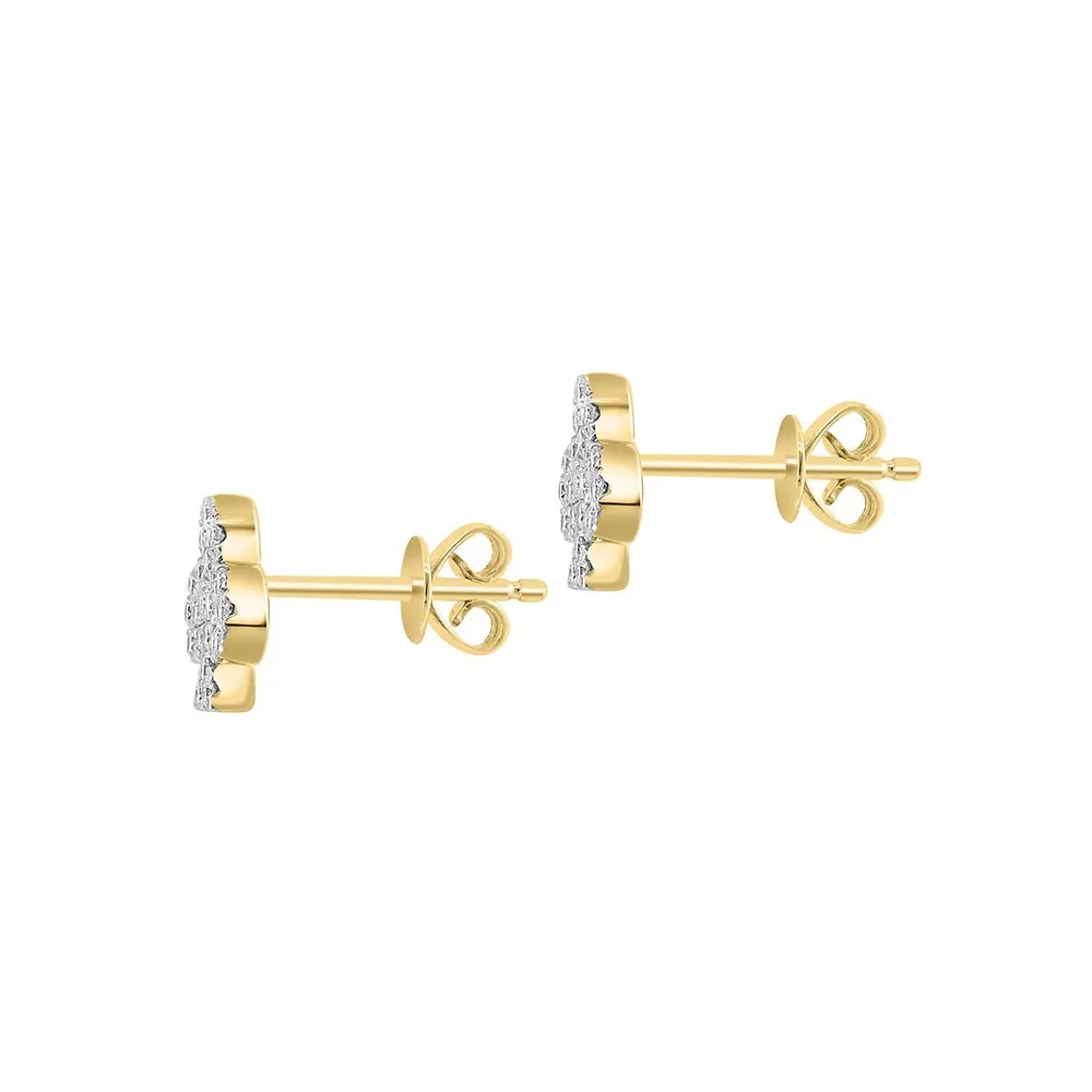 Boutons d'oreilles en or jaune 14 ct avec diamant de 0,31 ct PT