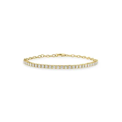 Bracelet en or jaune 14 ct avec diamants 1,42 ct PT