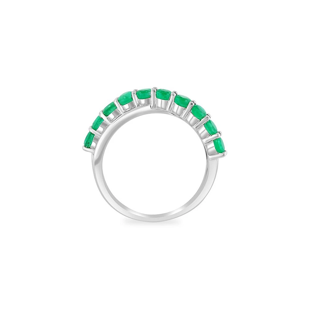 Silver & Emerald Crossover Ring