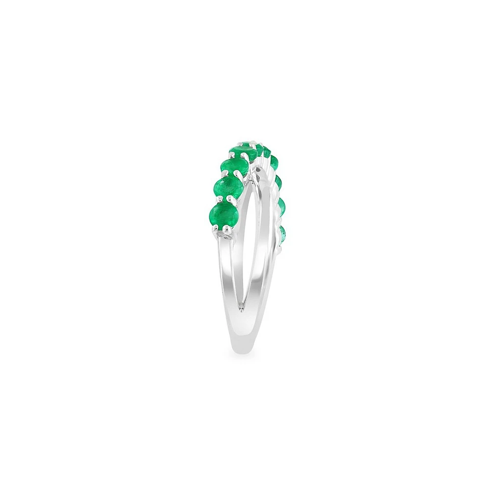 Silver & Emerald Crossover Ring