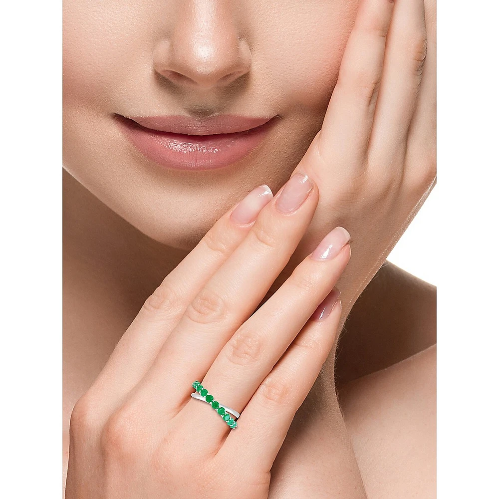 Silver & Emerald Crossover Ring