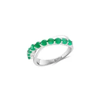 Silver & Emerald Crossover Ring