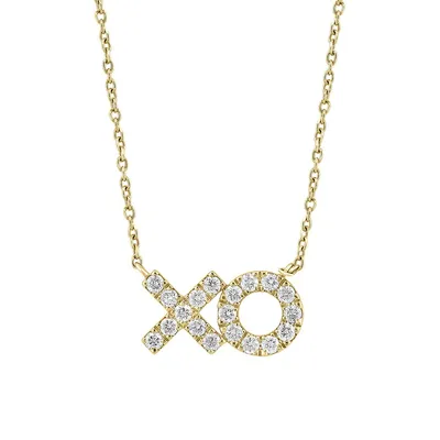 14K Yellow Gold & 0.47 CT. T.W. Diamond XO Pendant Necklace
