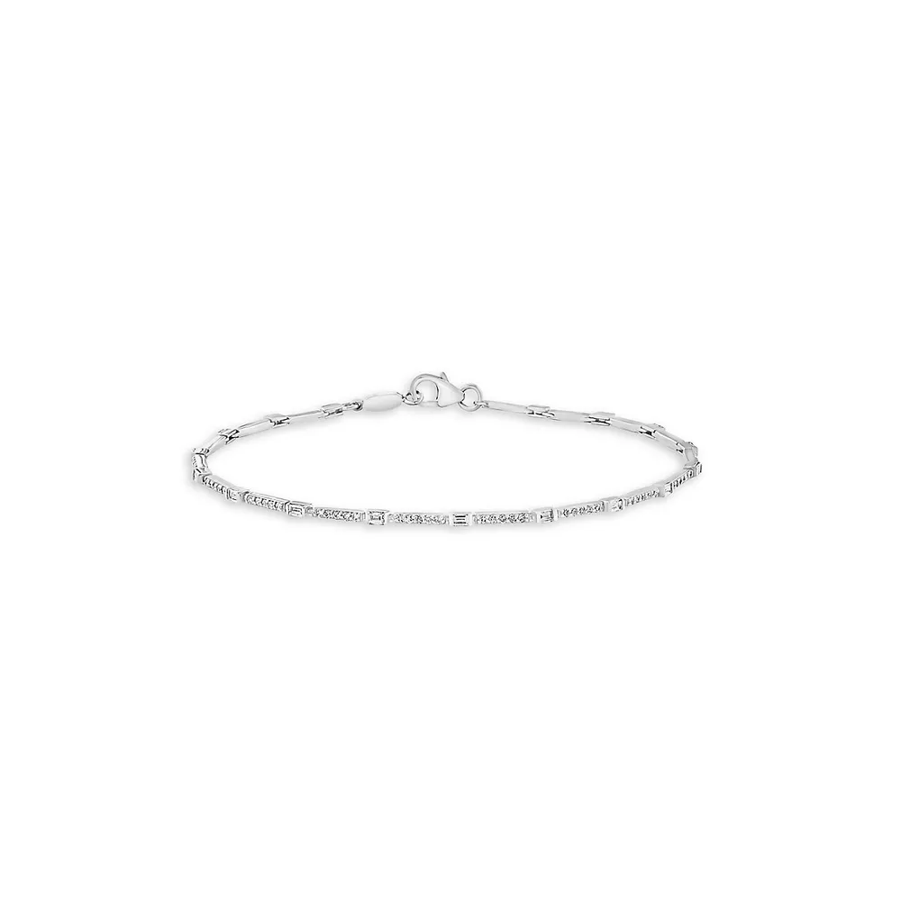 14K White Gold & 0.79 CT. T.W. Diamond Station Bracelet