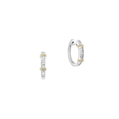 14K Two-Tone Gold & 0.53 CT. T.W. Diamond Huggie Hoop Earrings