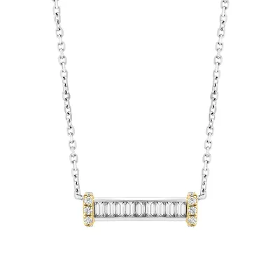 14K Two-Tone Gold & 0.25 CT. T.W. Diamond Bar Pendant Necklace