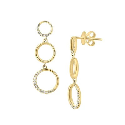 14K Yellow Gold & 0.17 CT. T.W. Diamond Triple-Drop Earrings