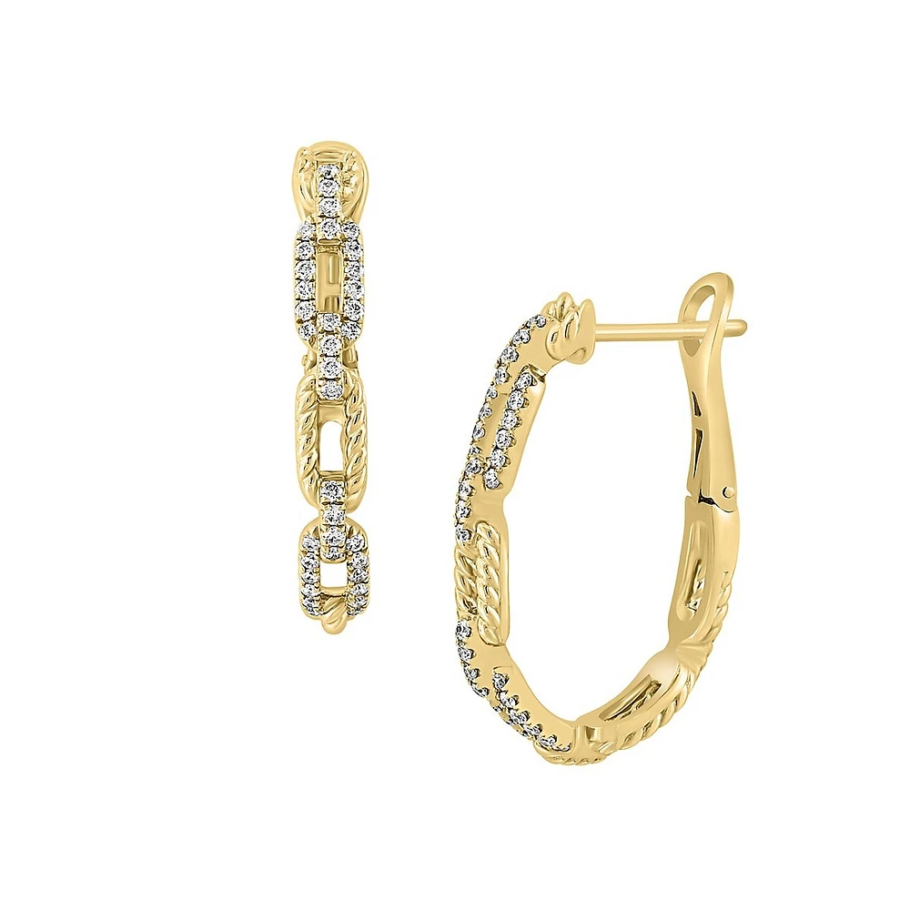 14K Yellow Gold & 0.38 CT. T.W. Diamond Link Drop Earrings