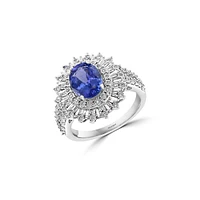 Bague en or blanc 14 carats, tanzanite et diamant de 0,25 ct. TW