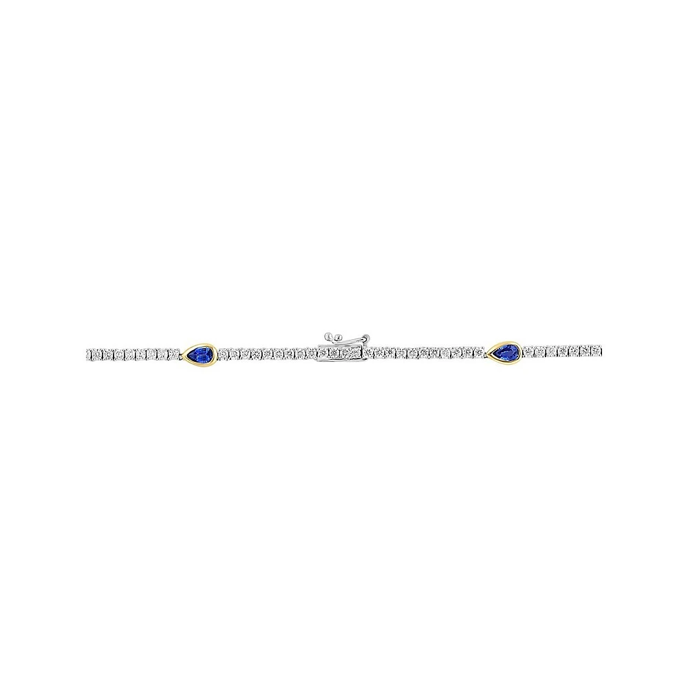 Two-Tone 14K Gold, 4 CT. T.W. Diamond & Natural Sapphire Station Necklace