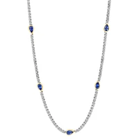 Two-Tone 14K Gold, 4 CT. T.W. Diamond & Natural Sapphire Station Necklace