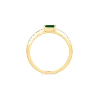 14K Yellow Gold, Green Emerald & 0.23 CT. T.W. Diamond Ring