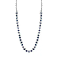 Sterling Silver, 1.36 CT. T.W. Diamond & Sapphire Necklace