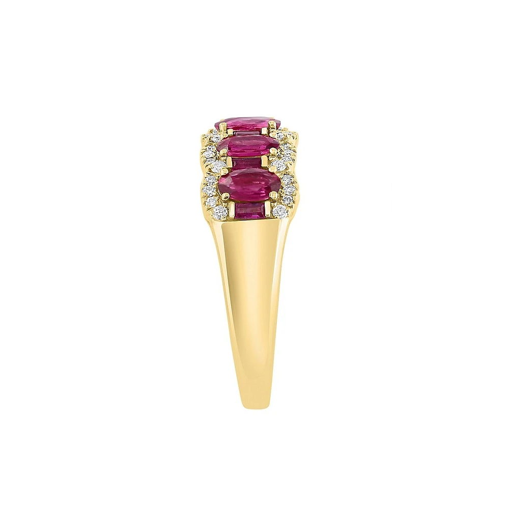 14K Yellow Gold, Natural Ruby & 0.22 CT. T.W. Diamond Ring