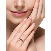 Bague en or jaune 14 ct avec rubis naturels et diamants 0,22 ct (PT)