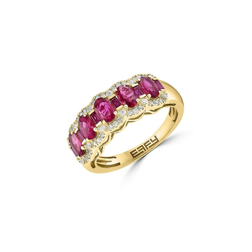 14K Yellow Gold, Natural Ruby & 0.22 CT. T.W. Diamond Ring