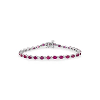 Bracelet à chaîne en argent sterling avec diamants de 0,6 ct (PT) et rubis naturels