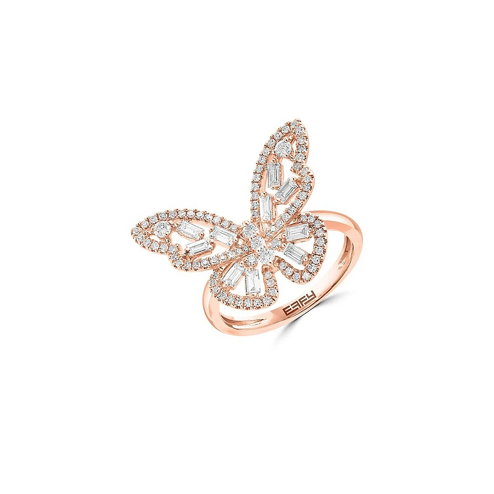 14K Rose Gold & 0.81 CT. T.W. Diamond Butterfly Ring