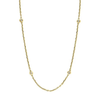 Gold-Over-Sterling Silver & 0.07 CT. T.W. Diamond Station Necklace