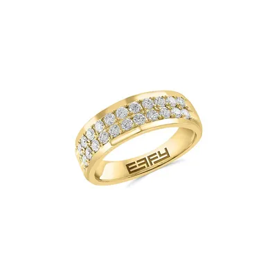 14K Yellow Gold and 0.96 CT. T.W. Diamond Double-Row Ring
