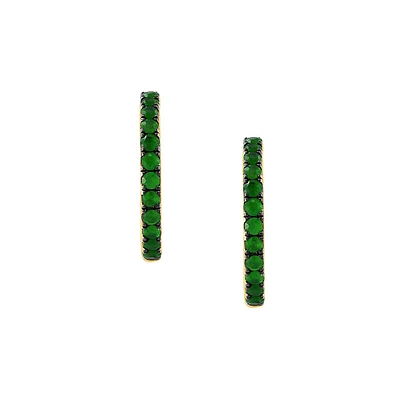 Goldplated & Natural Emerald Huggie Earrings