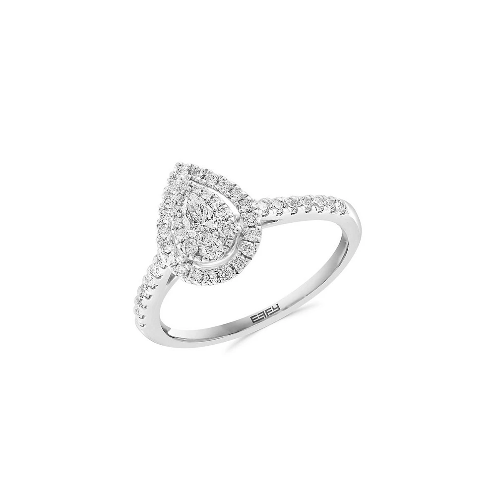 14K White Gold & 0.47 CT. T.W. Diamond Pear-Cut Ring