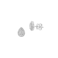 Boutons d'oreilles en or blanc 14 ct avec diamant taille poire 0,4 ct PT