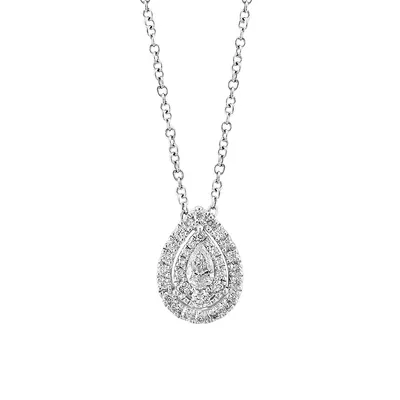 14K White Gold & 0.33 CT. T.W. Diamond Pear-Cut Pendant Necklace