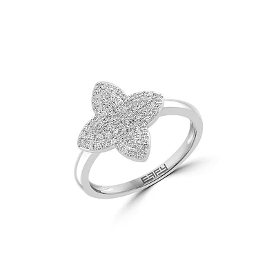 14K White Gold & 0.27 CT. T.W. Diamond Leaf Ring