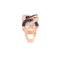 14K Rose Gold, 0.47 CT.T.W. Diamond & Natural Ruby Interlock Ring