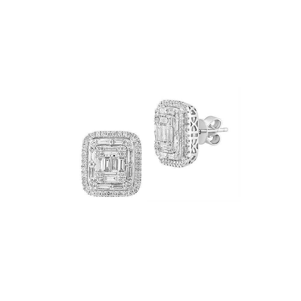 Boutons d'oreilles en or blanc 14 ct avec diamants de 1,62 ct (PT)