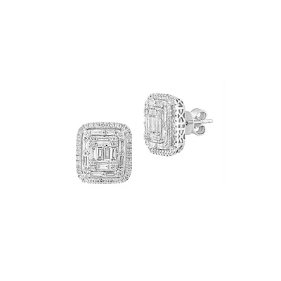 Boutons d'oreilles en or blanc 14 ct avec diamants de 1,62 ct (PT)