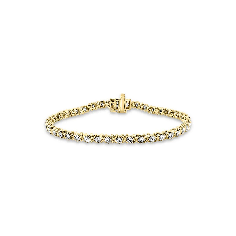 14K Two-Tone Gold and 0.98 CT. T.W. Diamond XO Bracelet