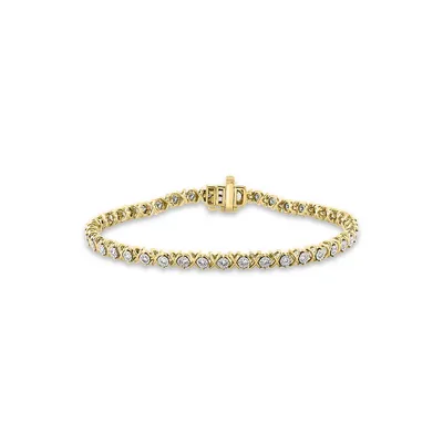 14K Two-Tone Gold and 0.98 CT. T.W. Diamond XO Bracelet