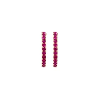 14K Rose Gold & Natural Ruby Hoop Earrings