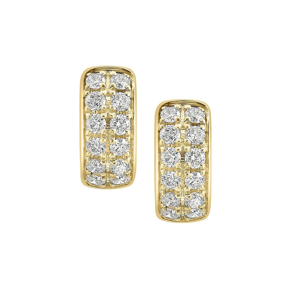 14K Yellow Gold & 0.64 CT. T.W. Diamond Huggie Hoop Earrings