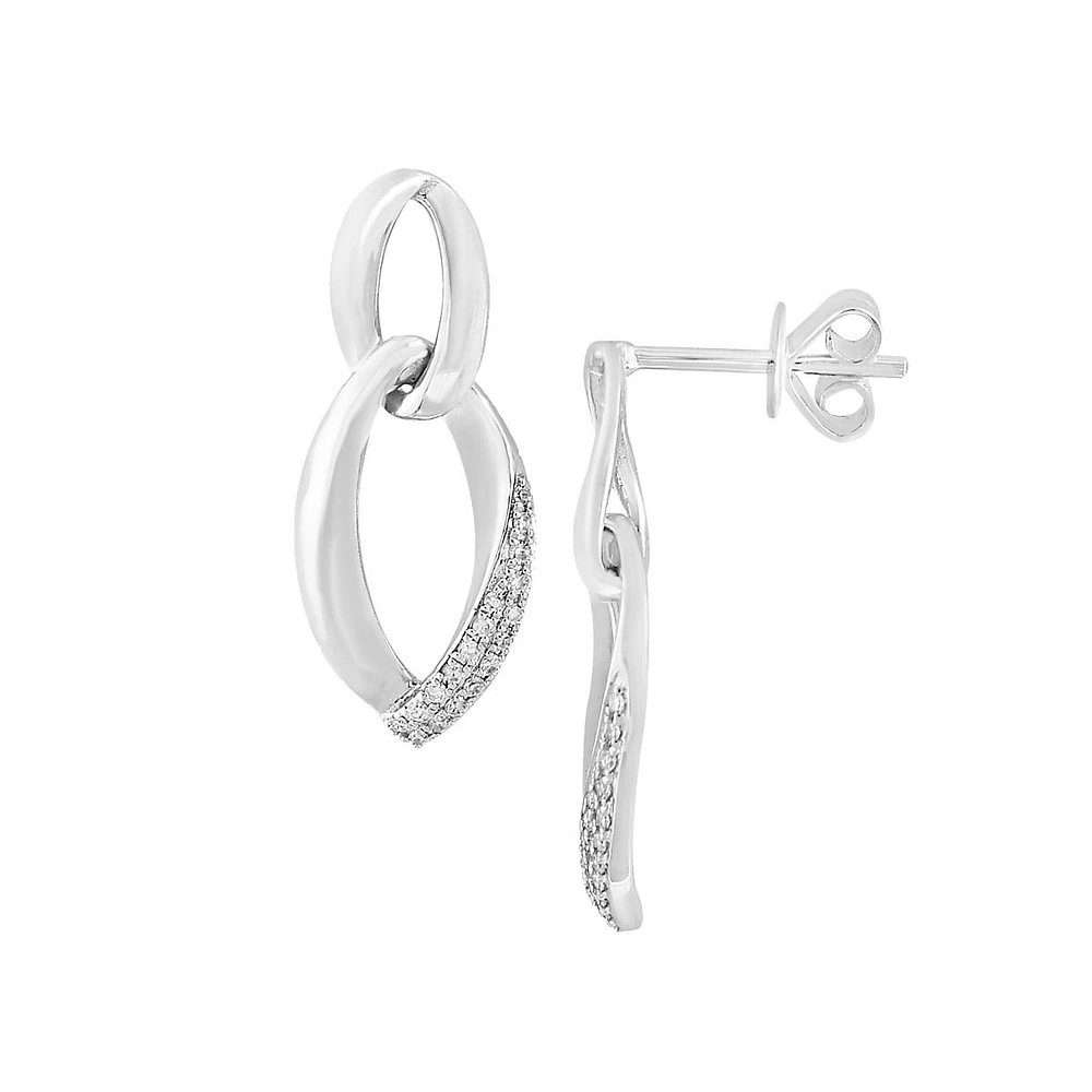 14K White Gold & 0.11 CT. T.W. Diamond Interlocking Loop Earrings