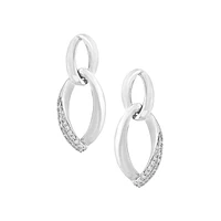 14K White Gold & 0.11 CT. T.W. Diamond Interlocking Loop Earrings