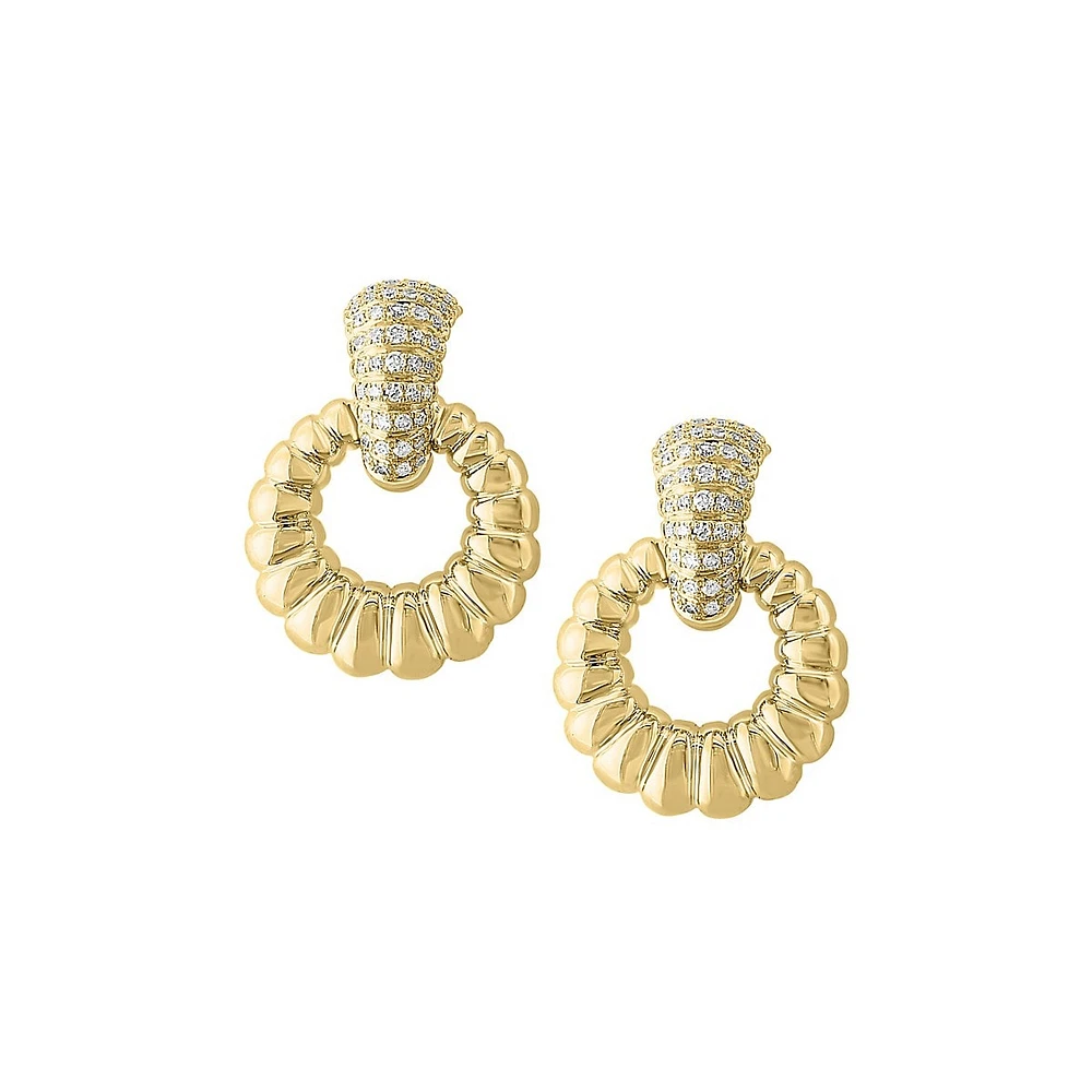 Pendants d'oreilles en or jaune 14 ct avec diamants de 0,42 ct (PT)