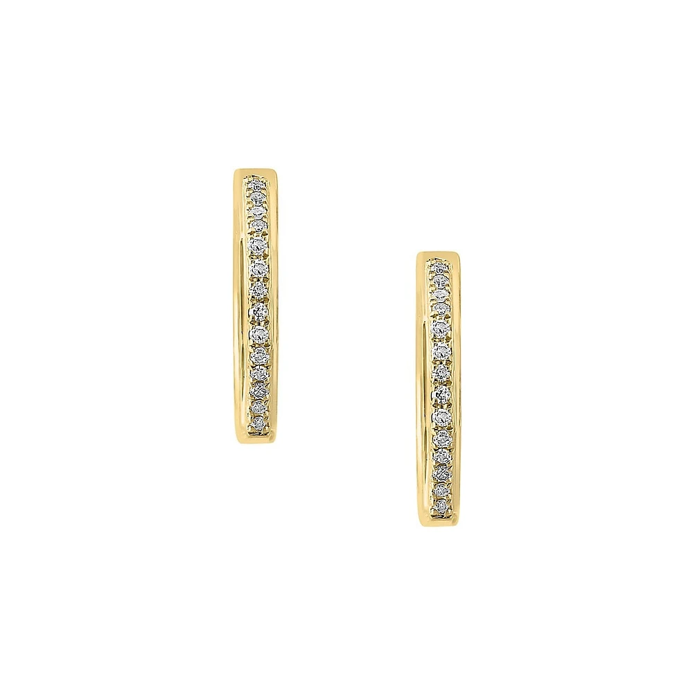 Anneaux d'oreilles courts octogones en or jaune 14 ct avec diamants de 0,08 ct (PT)