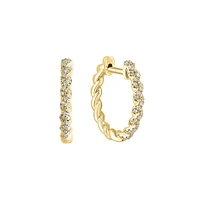 14K Yellow Gold & 0.2 CT. T.W. Diamond Twist Hoop Earrings