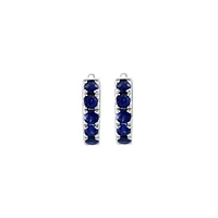 Sterling Silver & Natural Blue Sapphire Hoop Earrings