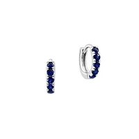 Sterling Silver & Natural Blue Sapphire Hoop Earrings